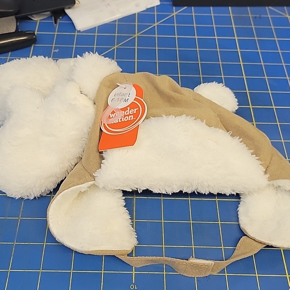 Wonder Nation Urban Khaki Fleece Lined Trapper Hat Mittens New w Tags 6-18 Mths